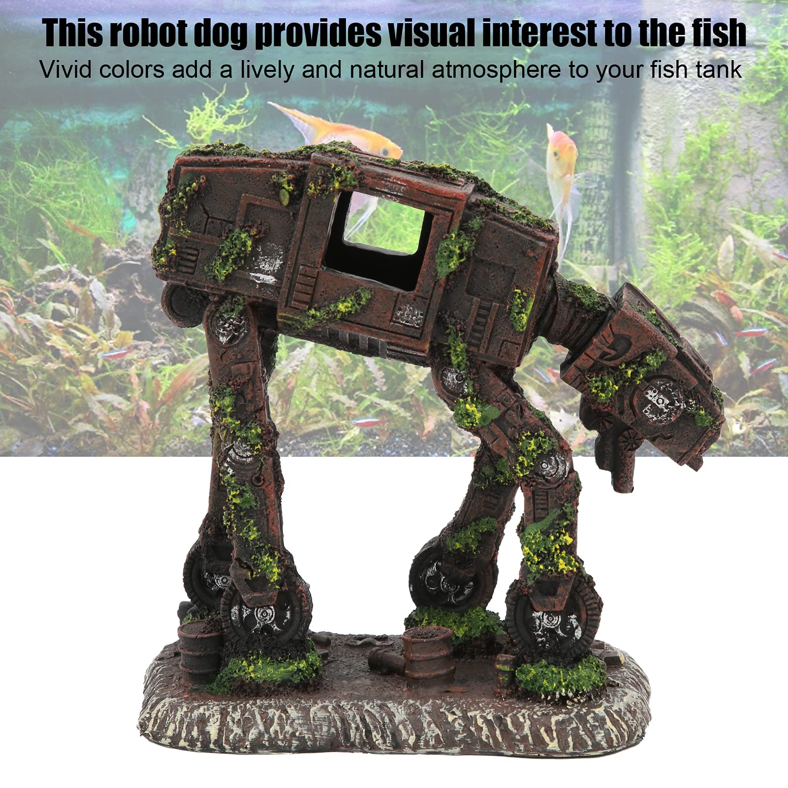Adorno para Pecera de Resina de Robot, Decoración Resistente a la Corrosión para Entusiastas del Acuario, 5,1x3,3x5,9 Pulgadas