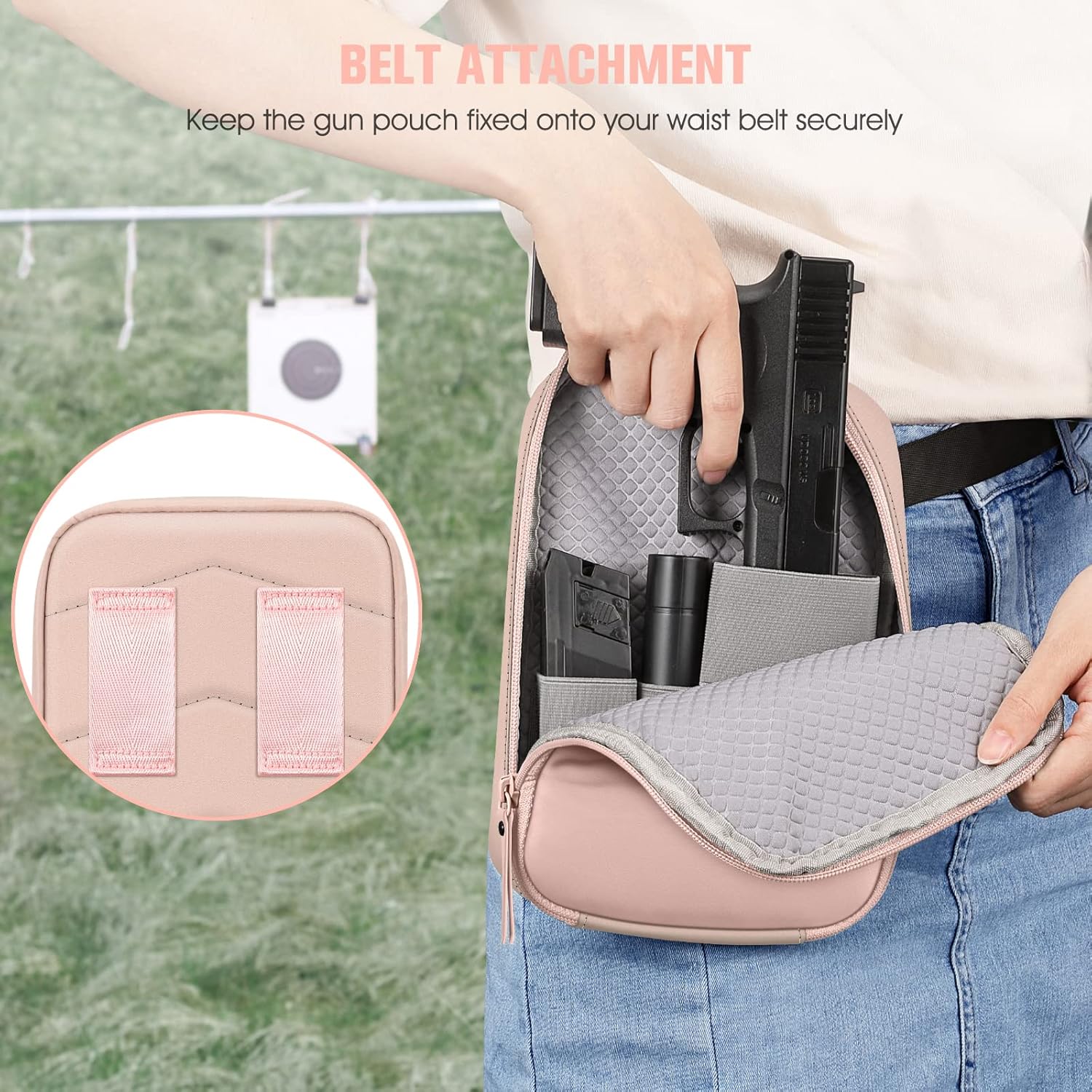 FINPAC Concealed Carry Gun Pouch, Soft Pistol Case Fanny Pack Waist Belt Firearm Bag with Holster for Handgun, Air Gun, Men, Women FINPAC Concealed Carry Gun Pouch, Soft Pistol Case Fanny Pack Waist Belt Firearm Bag with Holster for Handgun, Air Gun, Men, Women