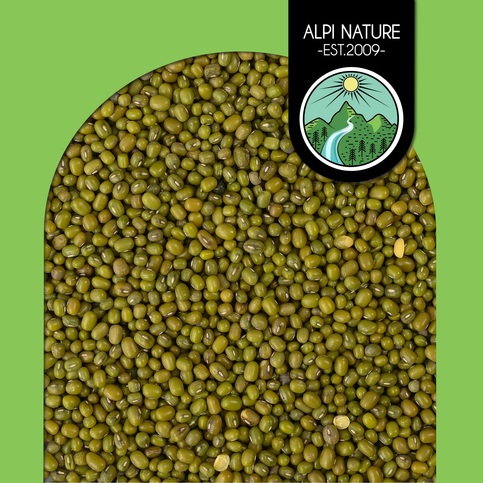 Alpi Nature Frijoles Mungo Orgánicos 500g, Frijoles Verdes Enteros sin Gluten