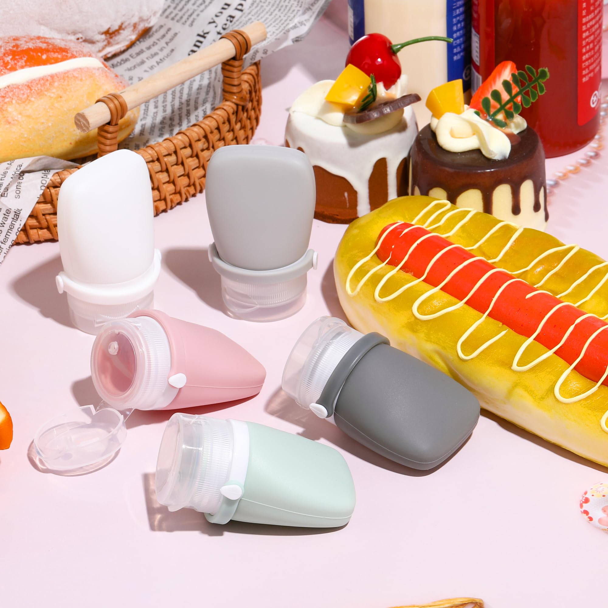 Ovtai Squeezer, 6pcs 8oz Bottiglia per Squeeze con Tappi, Trasparente Condimento Dispenser, Squeeze - a Prova di Perdite e Senza BPA, per Ketchup, Senape, Mayo, Salse piccanti, Olio d'oliva