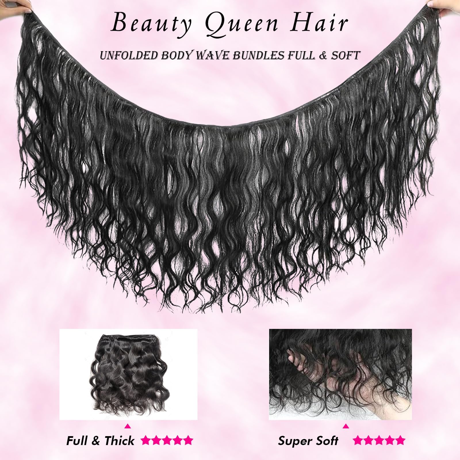 Amazon.com : Beauty Queen Thick Body Wave Bundles Human Hair  display picture 1