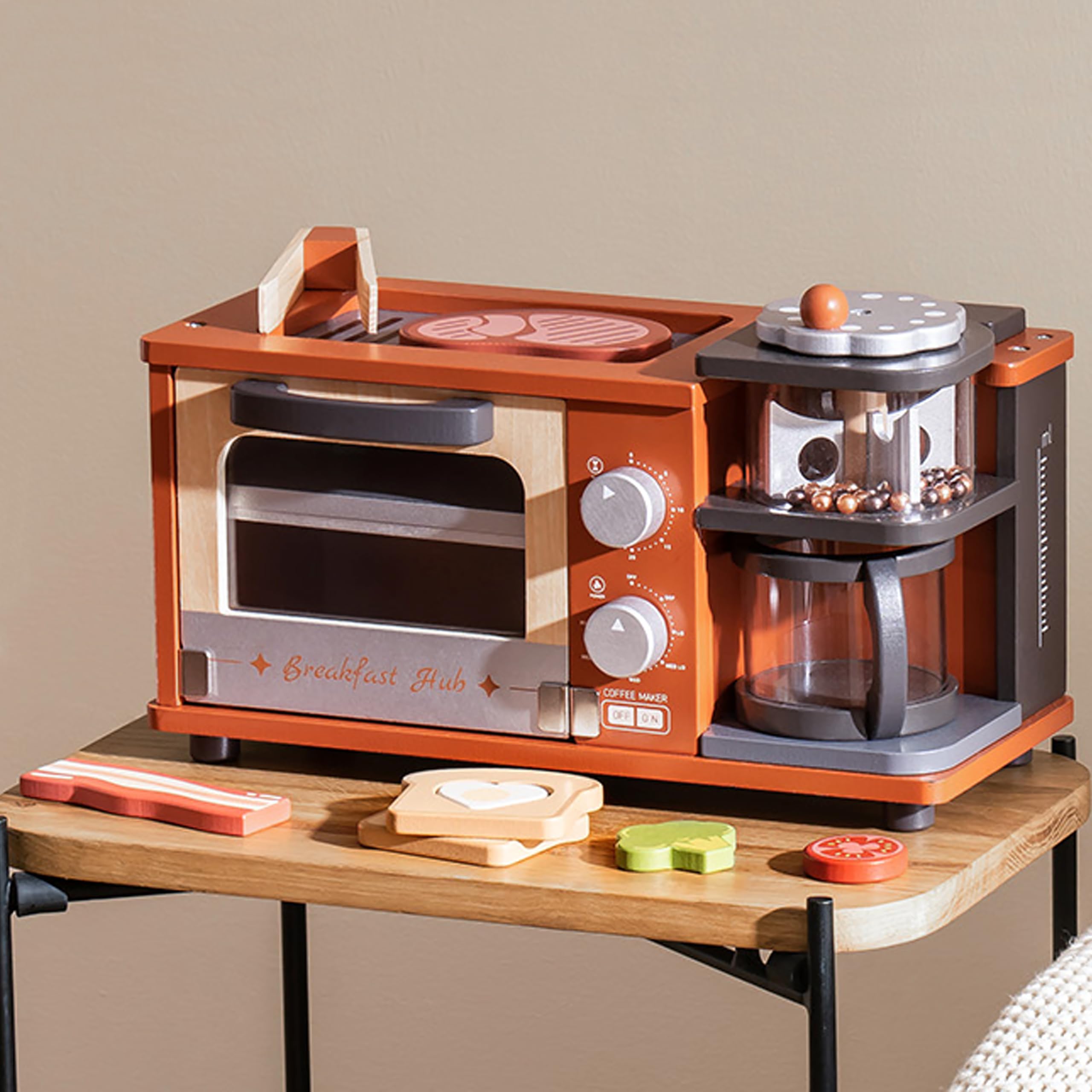 ROBOTIME Accesorios de cocina de juguete, juego de cocina de madera 3 en 1 con cafetera, horno, parrilla, comida de juguete, juego de rol realista para niños y niñas, 3-8 (menta ROBOTIME Accesorios de cocina de juguete, juego de cocina de madera 3 en 1 con cafetera, horno, parrilla, comida de juguete, juego de rol realista para niños y niñas, 3-8 (menta