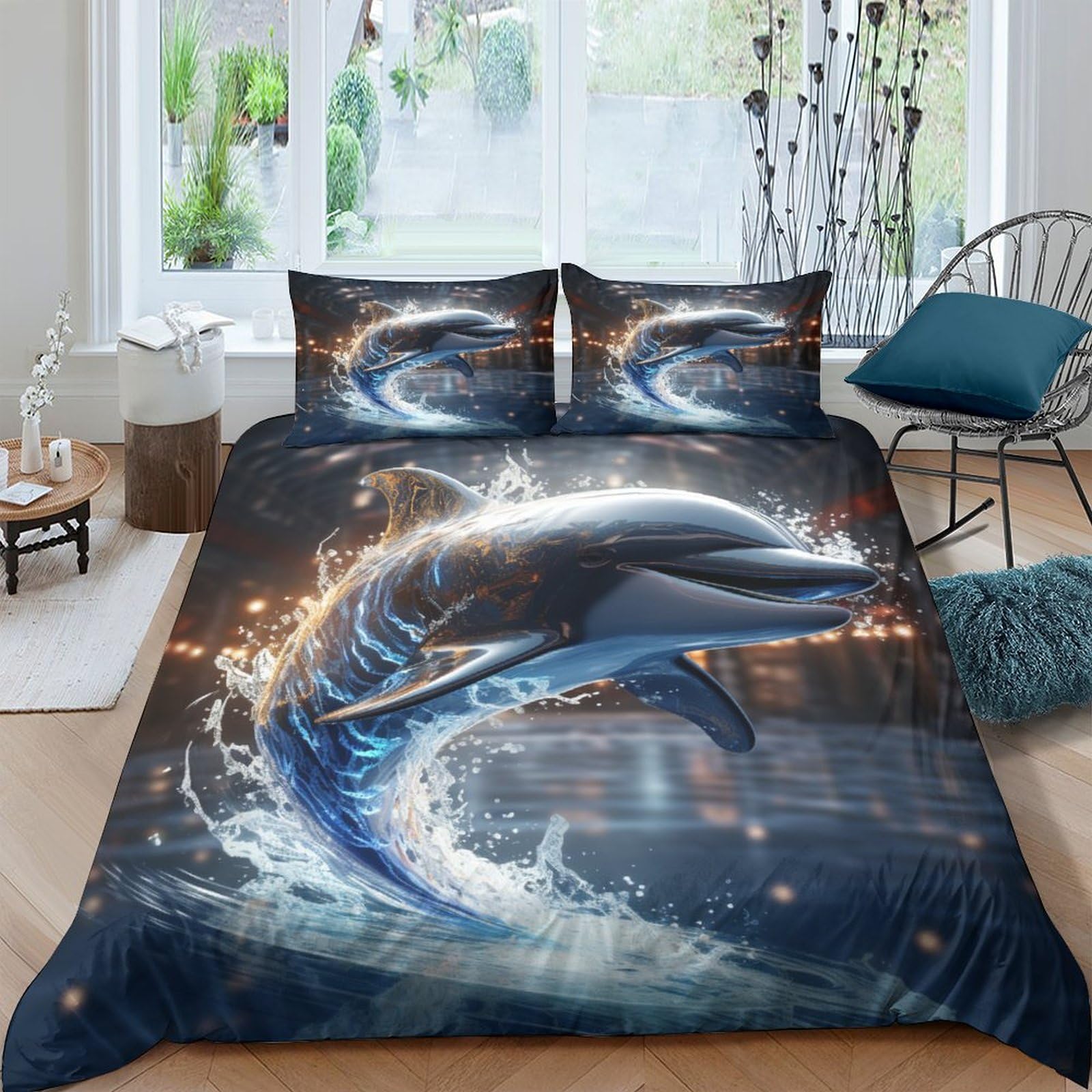 Housse de couette dauphin en microfibre respirante idéale pour la chambre d'enfant et ado