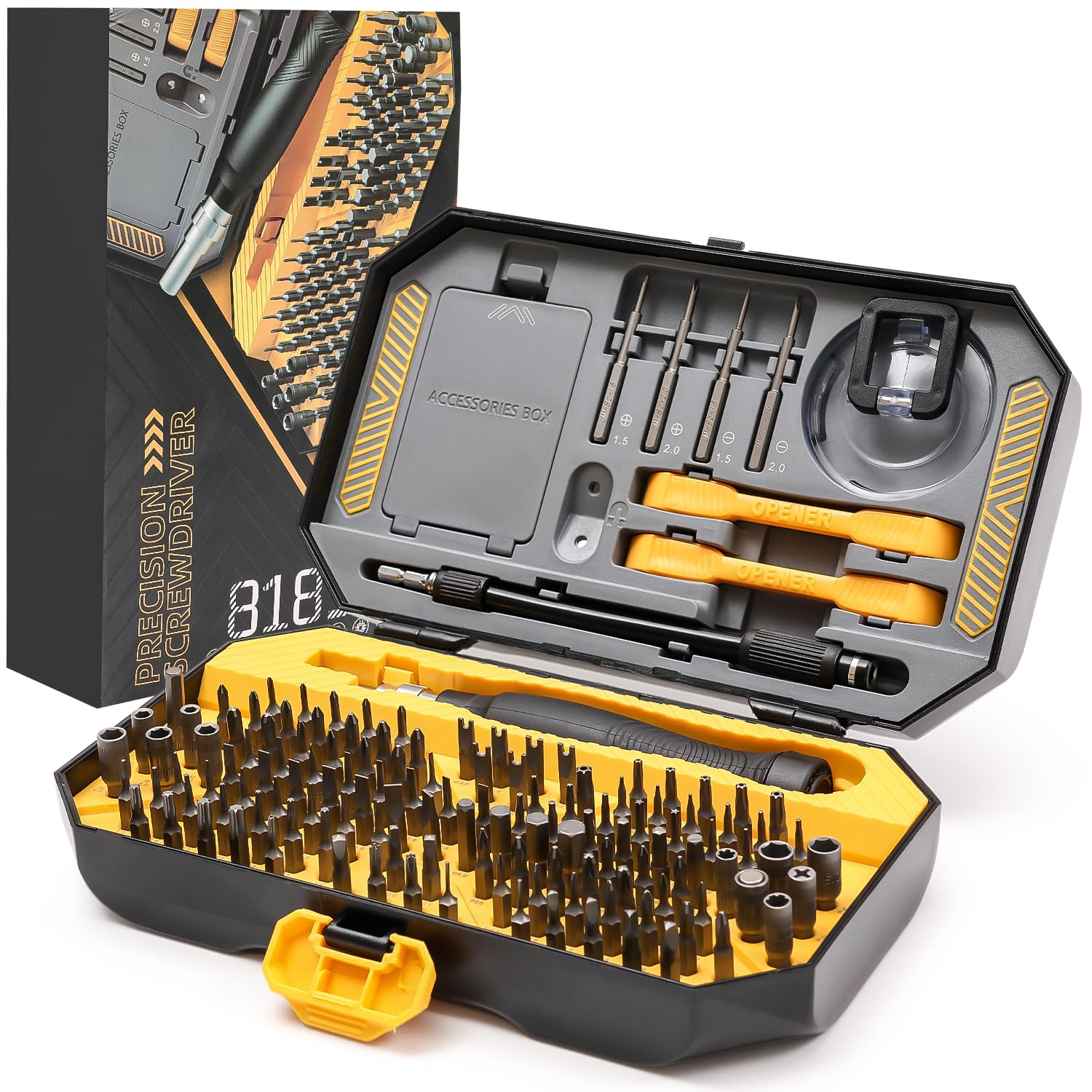 Zestaw wkrętaków precyzyjnych 145 w 1, profesjonalny zestaw wkrętaków magnetycznych z końcówkami Torx Triwing, do iPhone'a, Switch, PS5, laptopa, zegarków, aparatów fotograficznych, okularów