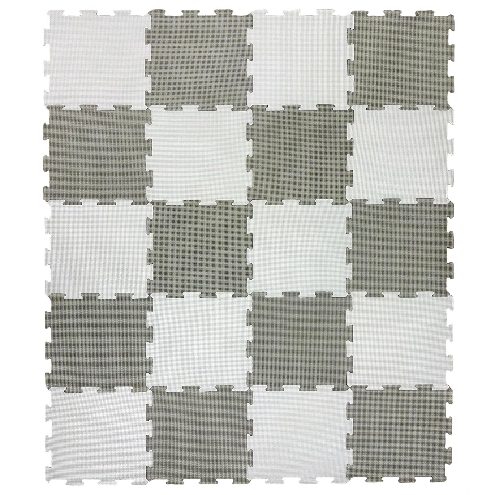 20Pc 10mm Thicknes Grey White Kids Playmat Floor Matting Foam Garden Fitness Nursery Mat