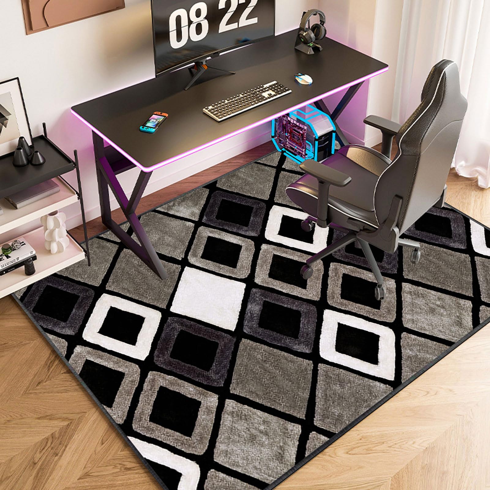 Bürostuhlmatte Für Hartholzböden – Rutschfeste Stuhlunterlage In Rosa/Beige