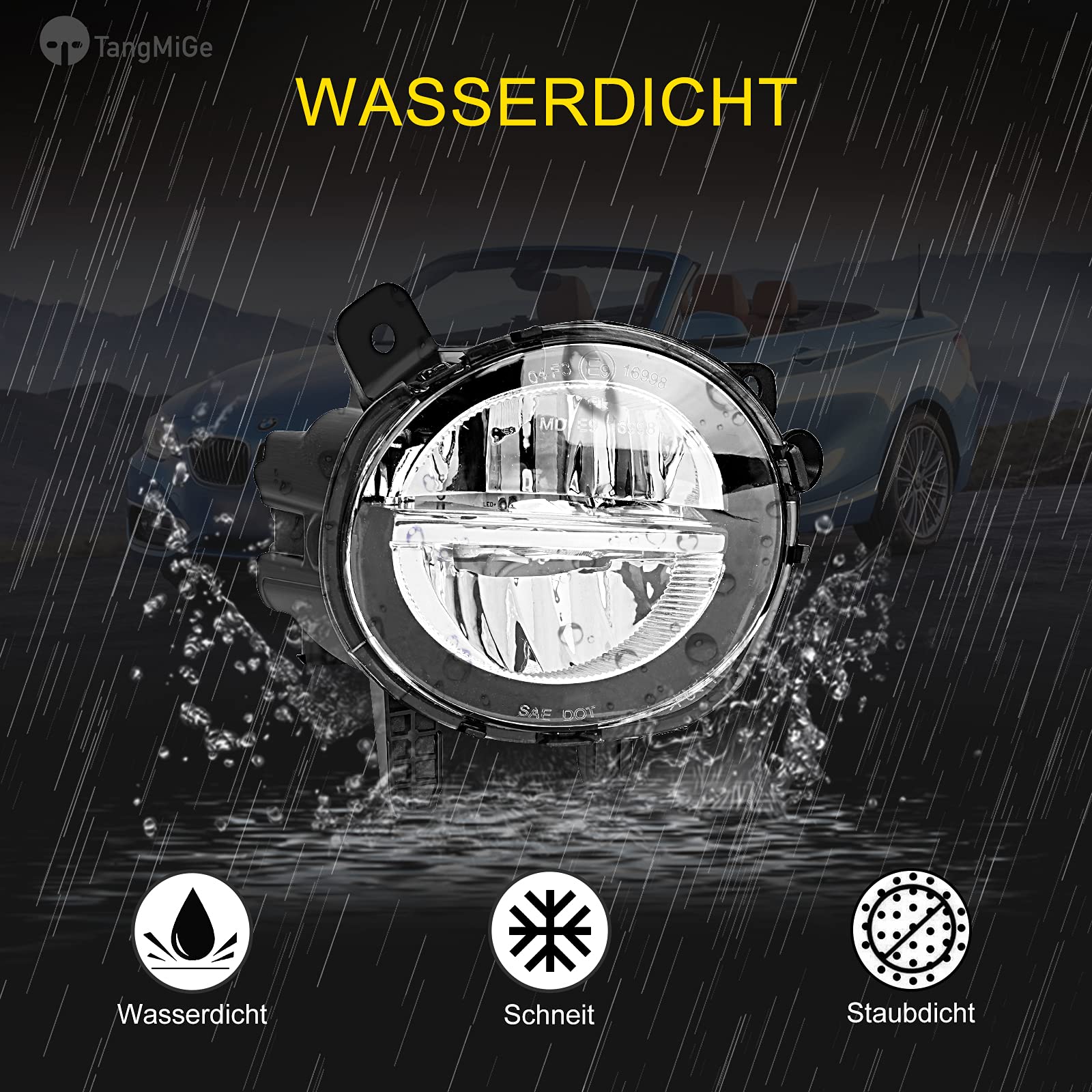 TangMiGe Fendinebbia compatibile con BMW F20 F21 F22 F23 F30 F31 F32 F33 F34 F36 F45 F46, Serie 1 3 4, 2010-2018, LED sostituzione diretta o LED to alogenen, 1 Paio (Chiaro)