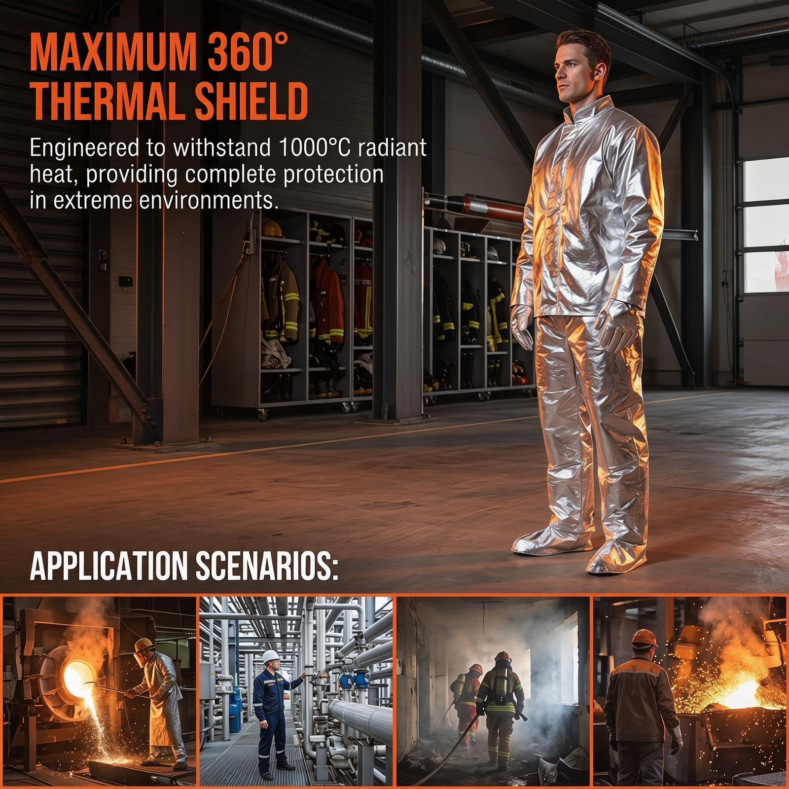 Ropa Trabajo Ignífuga, Uniforme Bombero Radiación Anti Térmica Fábrica Vidrio, Planta Química, Barco