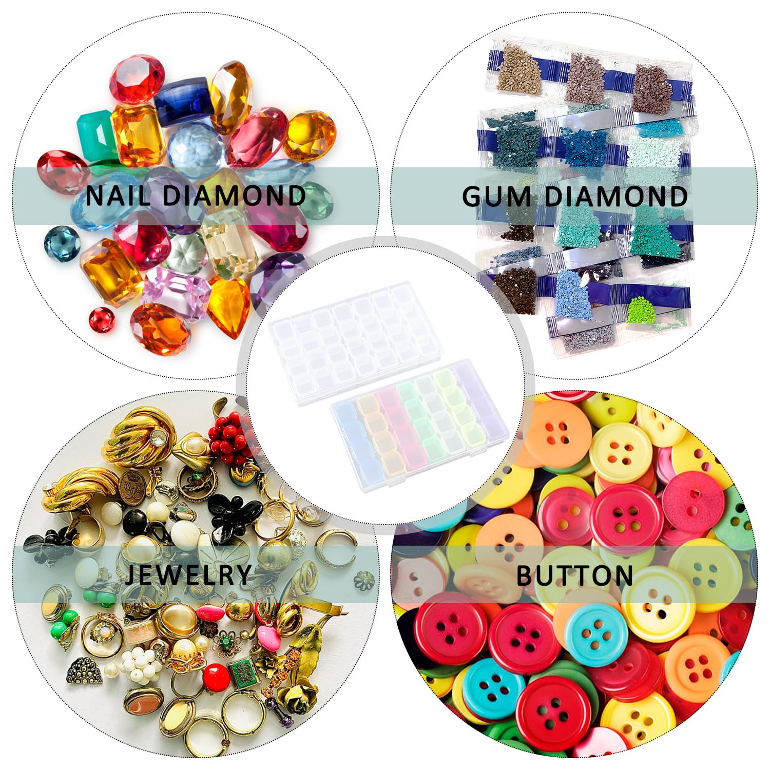 2 Scatole Porta Unghie Con 28 Scomparti Per Nail Art, Perline E Piccoli Accessori