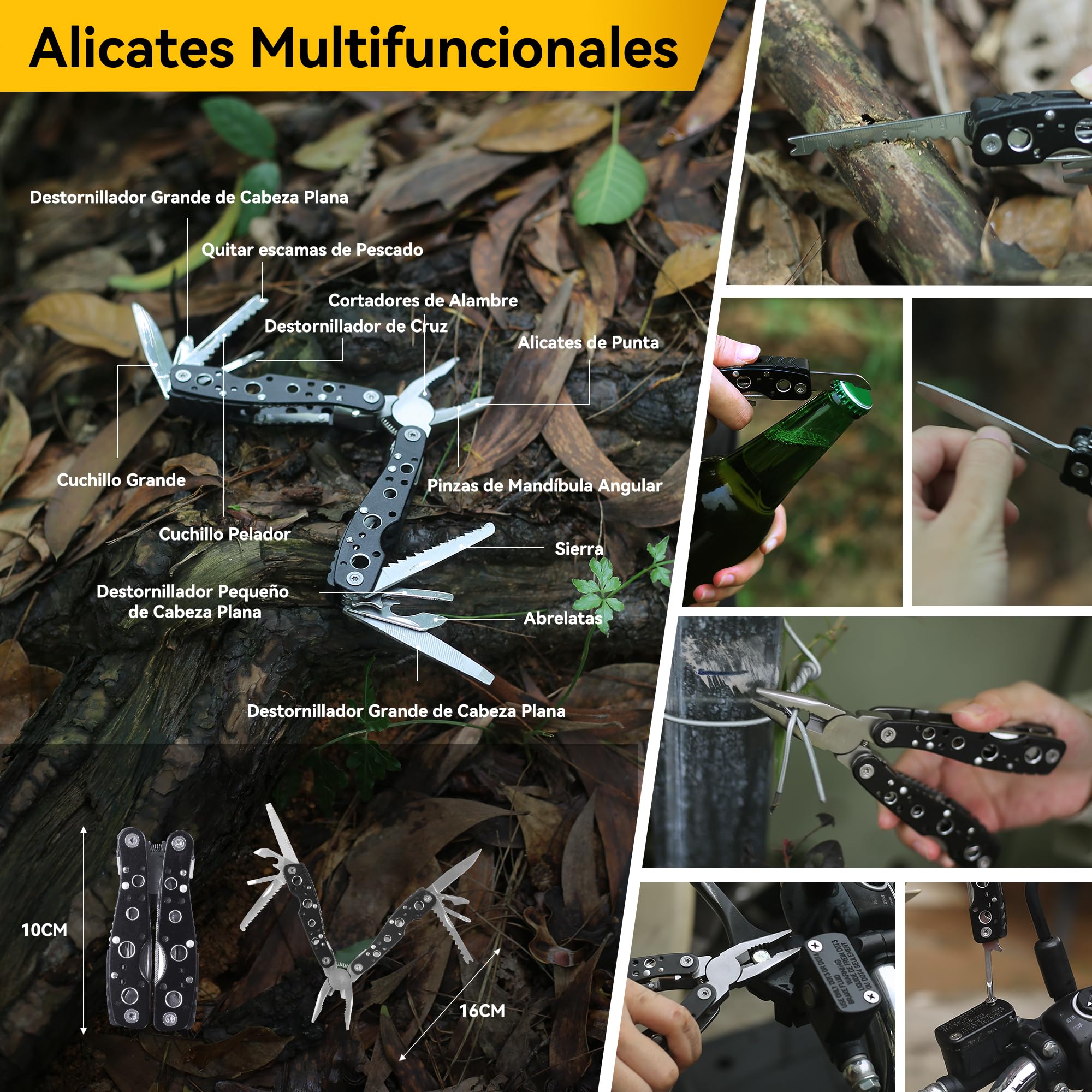 14 en 1 Multifuncional Kit de Supervivencia Bolsa - Profesional Paquete de Herramientas con Manta de Emergencia para Viajar Caminar Acampar al Aire, Montañismo,Senderismo,Caza, Apagón