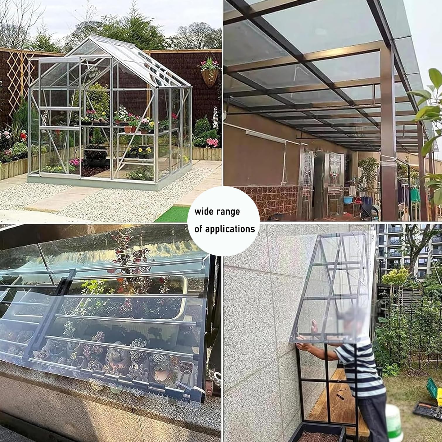 Plaque Polycarbonate,Feuille de Toiture en Plastique Transparent 1,2mm,Panneau pour Serre,Imperméable/Anti-UV,pour Auvent Extérieur Carport Cold Frame Remplacement (1,22m x 3m)
