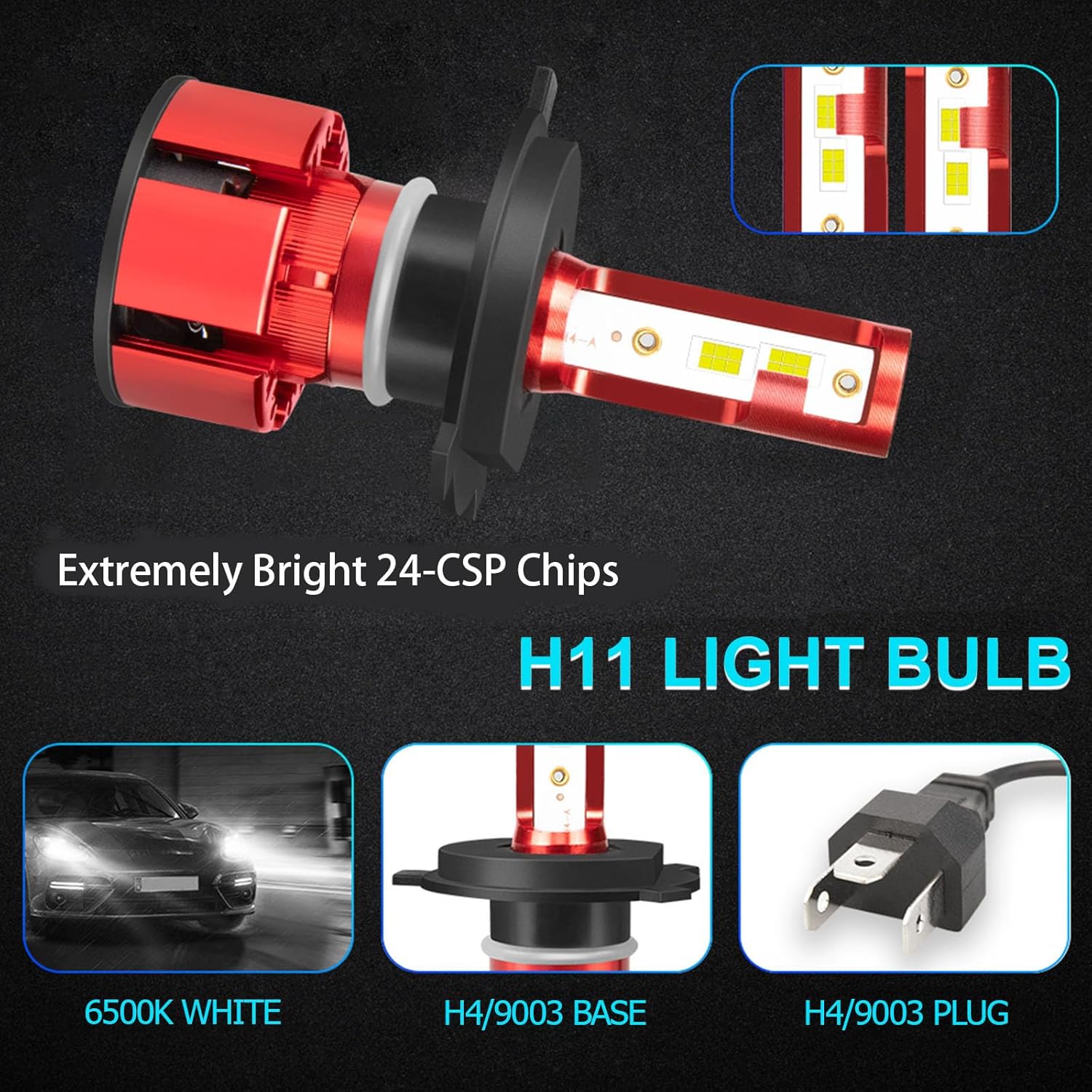 For Toyota Tundra 2014 2015 2016 2017 2018 2019 2020 2021 Light Bulbs, 800% Brightness Hi and Lo Beam+Fog Light Bulbs, Superfocused Beam Mode, 6500K, 36000LM Super Bright, IP68 Waterproof,4PCS