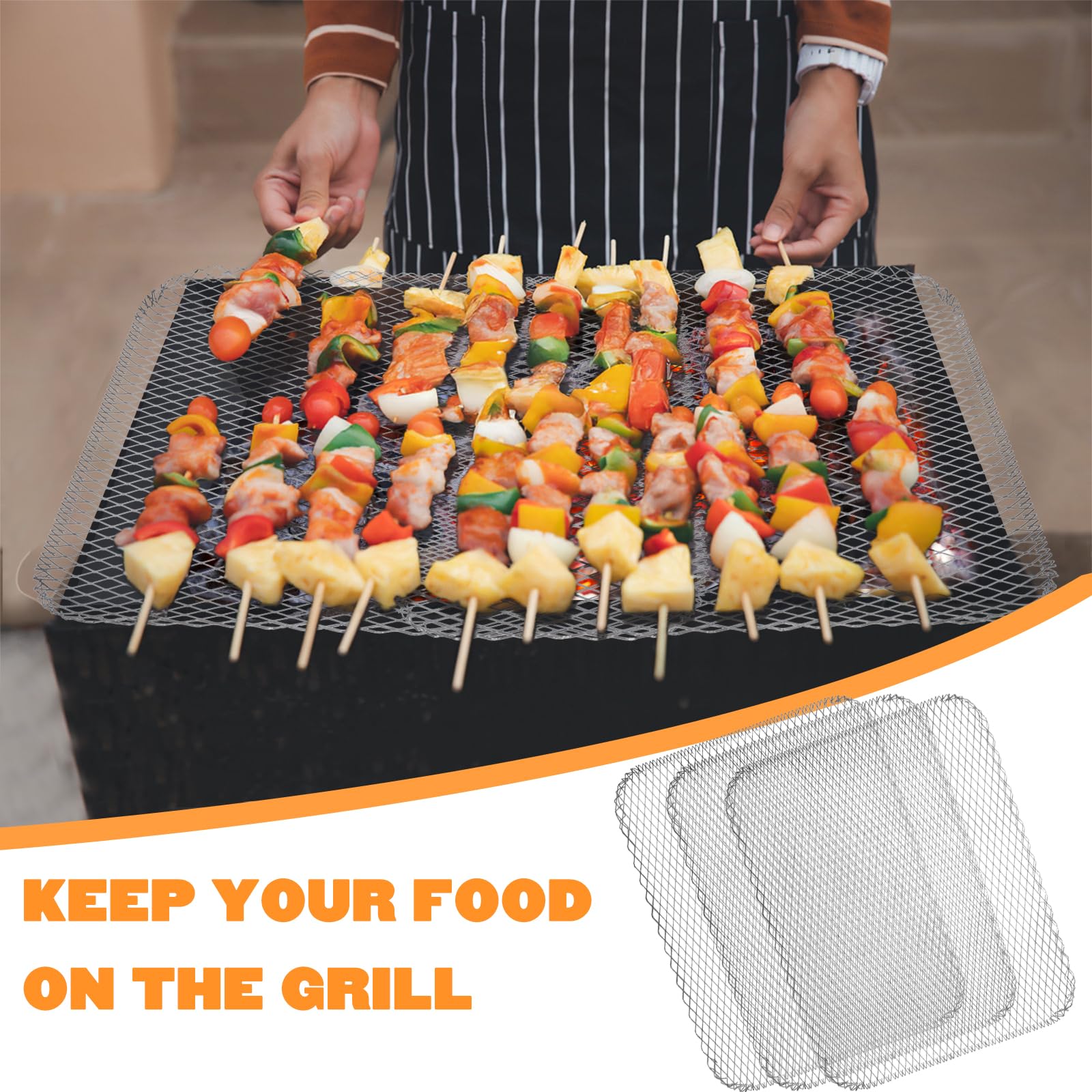 Kingrol 10er-Pack Einweg-Grillaufsätze, 39 x 30 cm, verhindert das Herunterfallen von Lebensmitteln durch Roste und ideal für Fleisch und Gemüse, Outdoor-Grillzubehör