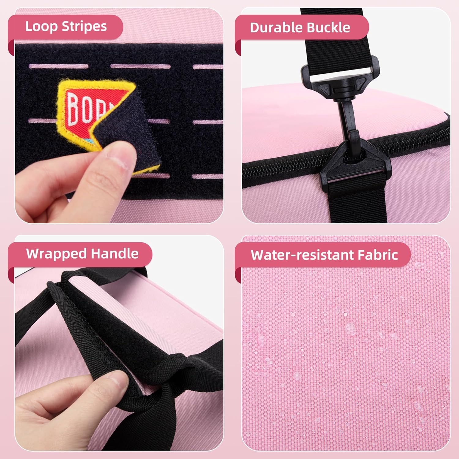 12-inch Tool Bag for Women, 3-in-1 Tool Storage Organizer with 2 Individual Bags, Double Layer Tool Box for Electrician, Carpenters, Repairman, Pink