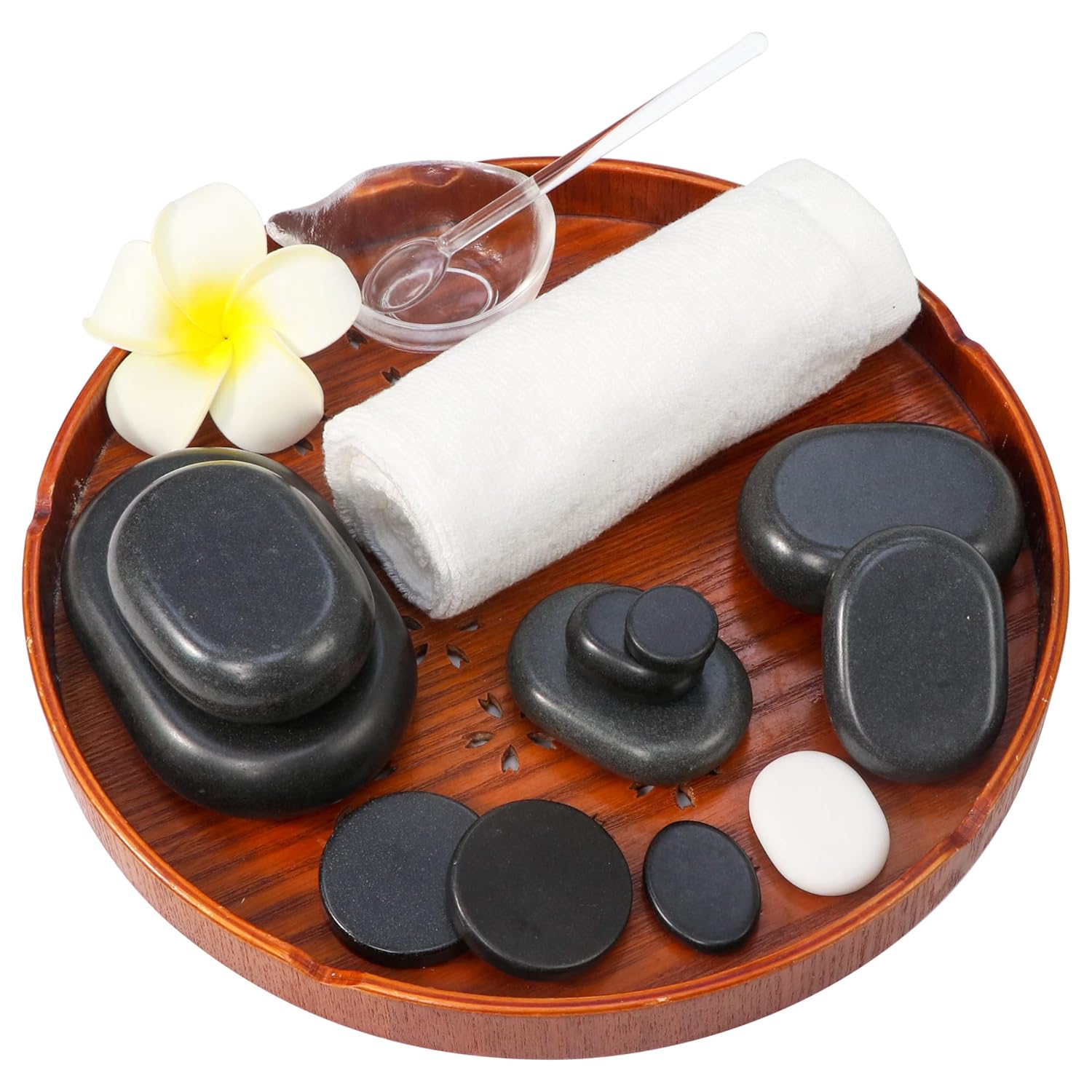 Master Massage 50-Piece Hot Stone Set – Black Basalt & White Marble Stones for Full Body Massage Therapy