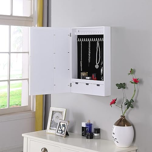 Miniatura 5 de Proman Products Venice WM17231 - Armario de joyería para montaje en pared, con marco de fotos, espejo, cajones, 16 pulgadas de ancho x 23 pulgadas