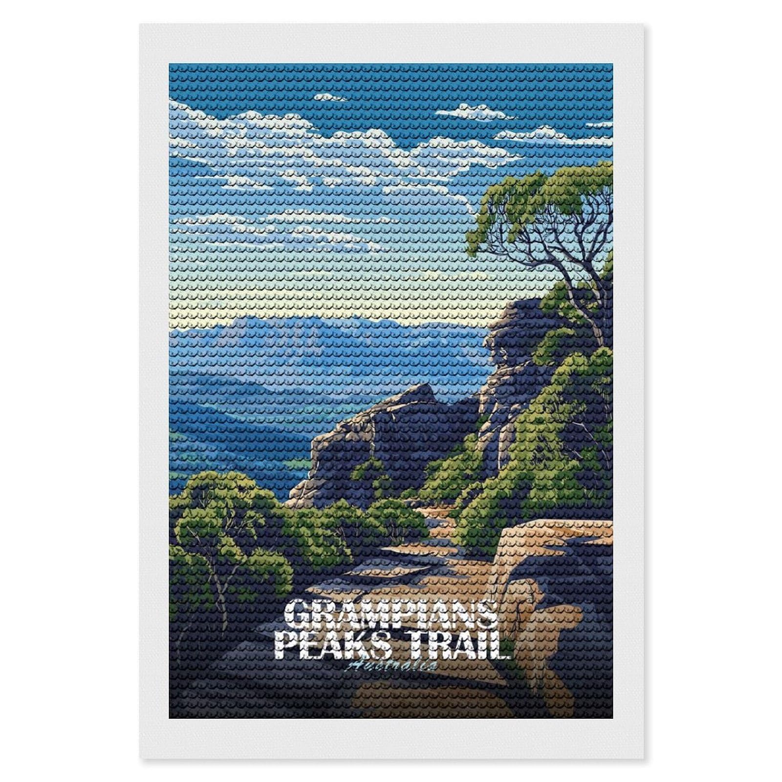 Junmoney Grampians Peaks Trail Australia Landscape Diamond Painting Canvas Set 8"x12", Mindful Craft Activity, Nice Detail and Sparkle, Farmhouse Decor, Birthday Gift