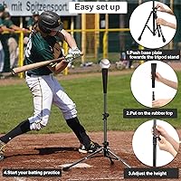 Vista 5 de Baseball Tee Batting Tee Softball Tee Portable Travel Hitting Tee,Easy Adjustable Height,Stable Tripod Stand