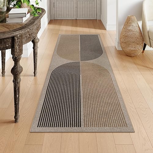 Vista 143 de Lahome Alfombra moderna de yute, de 2 x 8 pies, lavable, para entrada, granja, cocina, antideslizante, para interiores y exteriores, alfombra