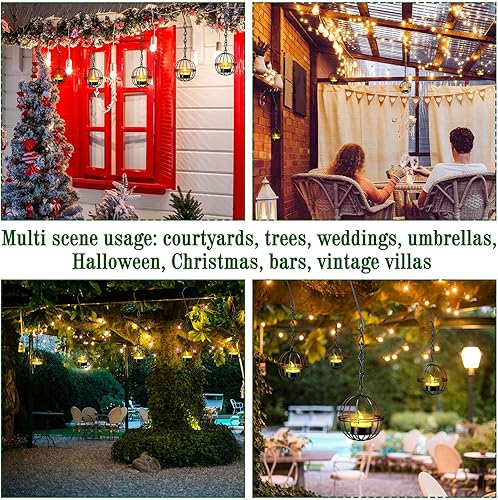 Miniatura 5 de Retisee Juego de 12 portavelas colgantes para colgar al aire libre, faroles vintage con velas de té para el hogar, jardín, patio, pérgola, patio,