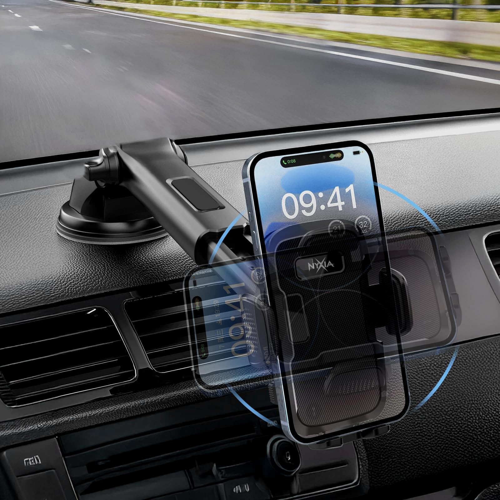 Nyxia® Soporte Movil Coche | Soporte Telefono Coche Universal | Potente Ventosa | Salpicadero/Parabrisas | Rotacion 360º | Compatible con Teléfono Móvil de 4” a 7” — view 7