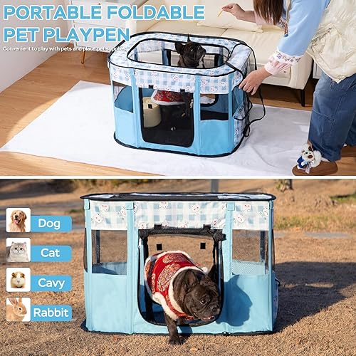 Miniatura 3 de Corral de juego pop para perros y gatos, casas de mascotas para perros y gatos, corral de ejercicio para interiores y exteriores, tienda de campaña