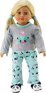 American Fashion World Winter Panda Pajama Set for 18-Inch Dolls | 2 Piece | Premium Quality & Trendy Design | Dolls Clothes | Outfit Fashions for Dolls for Popular Brands