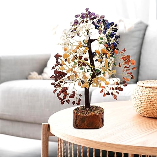 Miniatura 5 de Árbol de la vida de los siete chakras, árbol de cristal para energía positiva, 10-12 pulgadas, decoración del hogar, árbol de chakras hecho a mano,