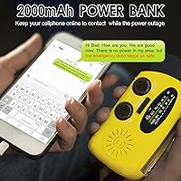 Vista 3 de Radio de manivela de emergencia con linterna LED para emergencia, radio meteorológica portátil AM/FM con cargador de teléfono de banco de energía