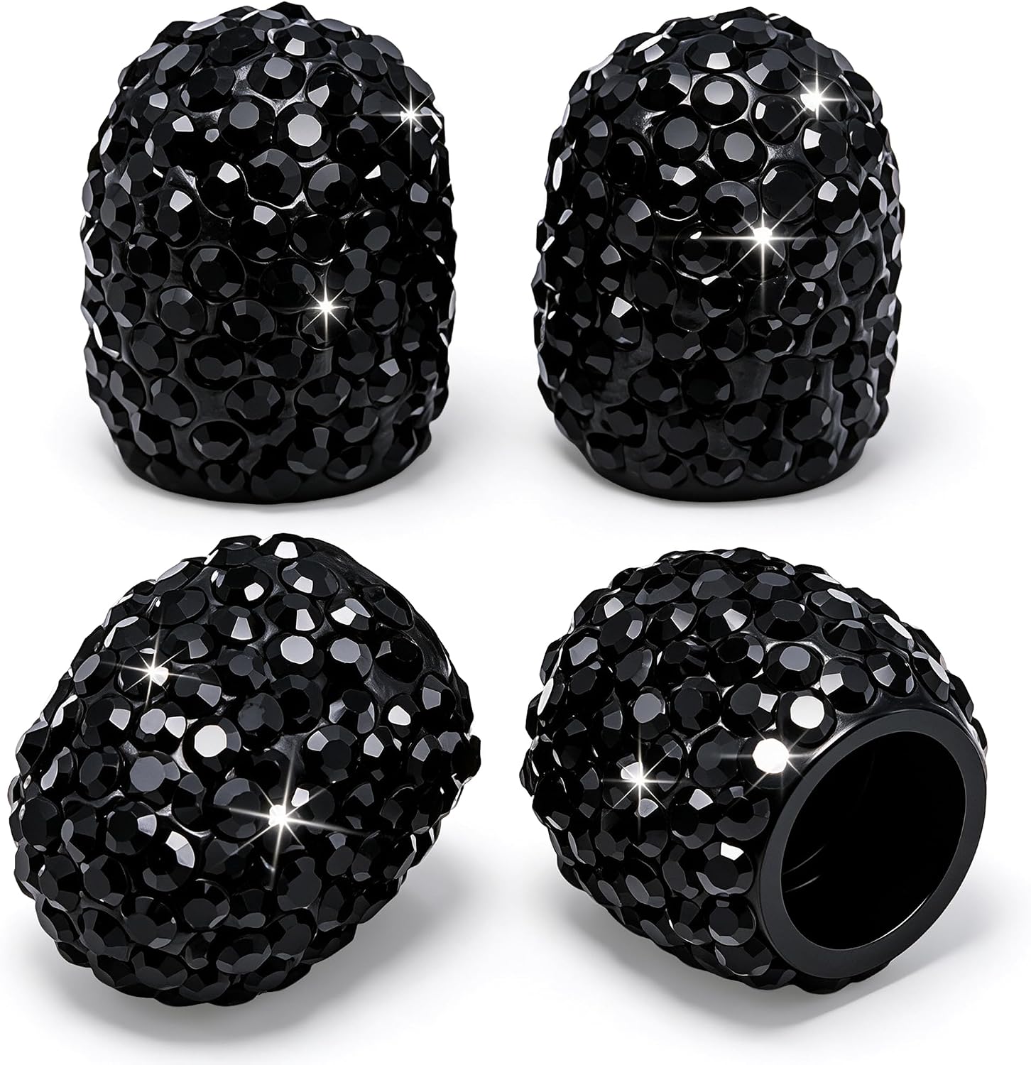 4PCS Bling Crystal Diamond Tire Stem Valve Caps, Dustproof Car Wheel Tire Valve Caps Universal Tire Valve Stem Covers for Cars, SUV, Trucks, Bikes, Motorcycles, Bicycles (Black)