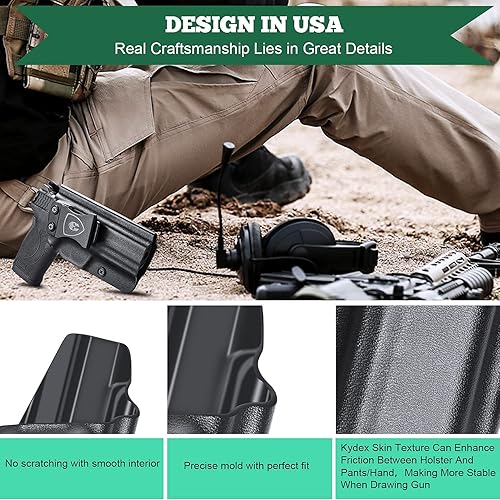Miniatura 4 de M&P Shield EZ Holster, IWB KYDEX Holster Opcional Smith & Wesson M&P 0.354 in Shield EZ & S&W M&P 380 Shield EZ Pistol, funda interior de la cintura
