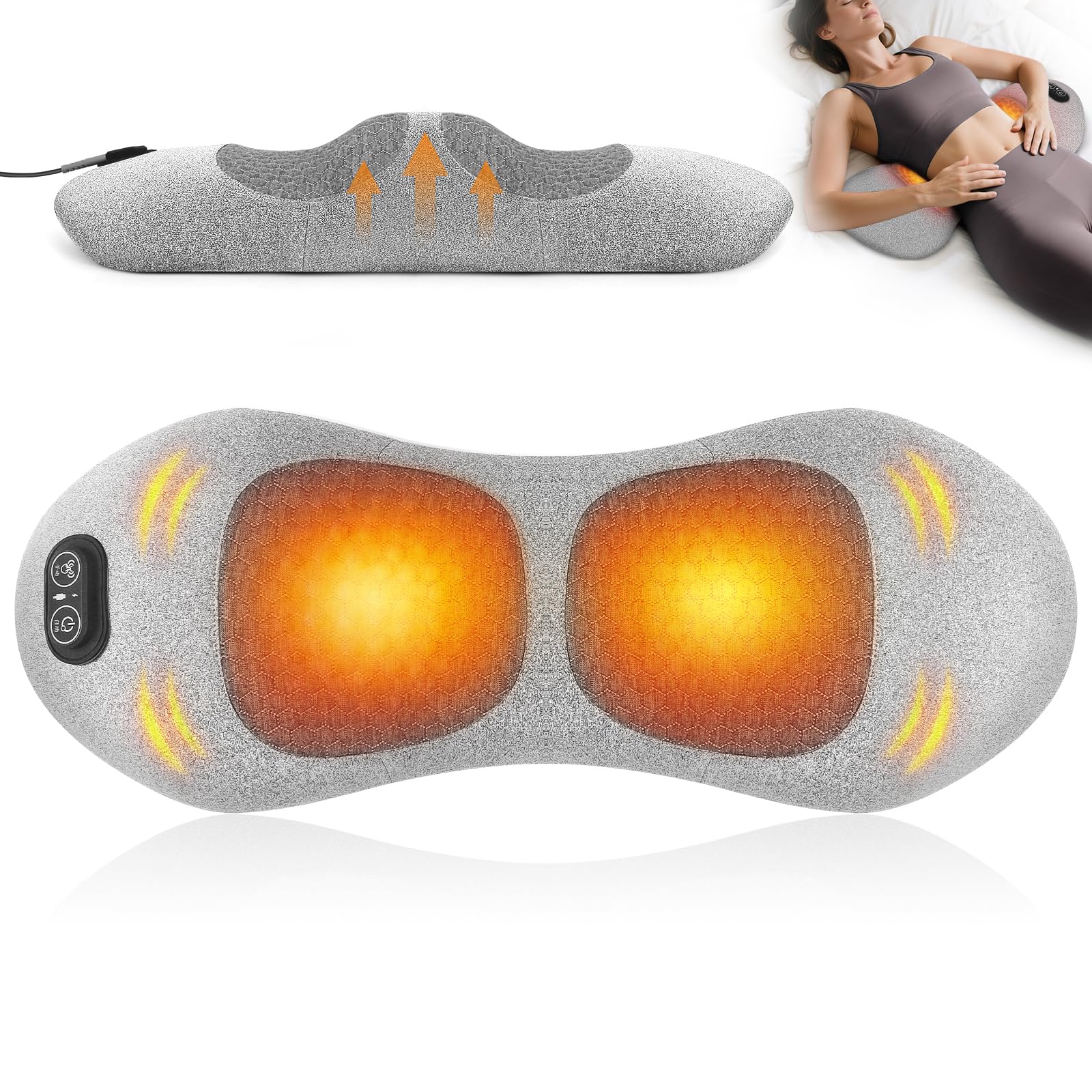 Photo 1 of Sanivor 3 in 1 Lower Back Massager - Electric Lumbar with Heat, Vibration,Traction,Lumbar Support Pillow for Lower Back Pain Relief,Deep Tissue Relaxation, Grey FSA Eligible/HSA Eligible