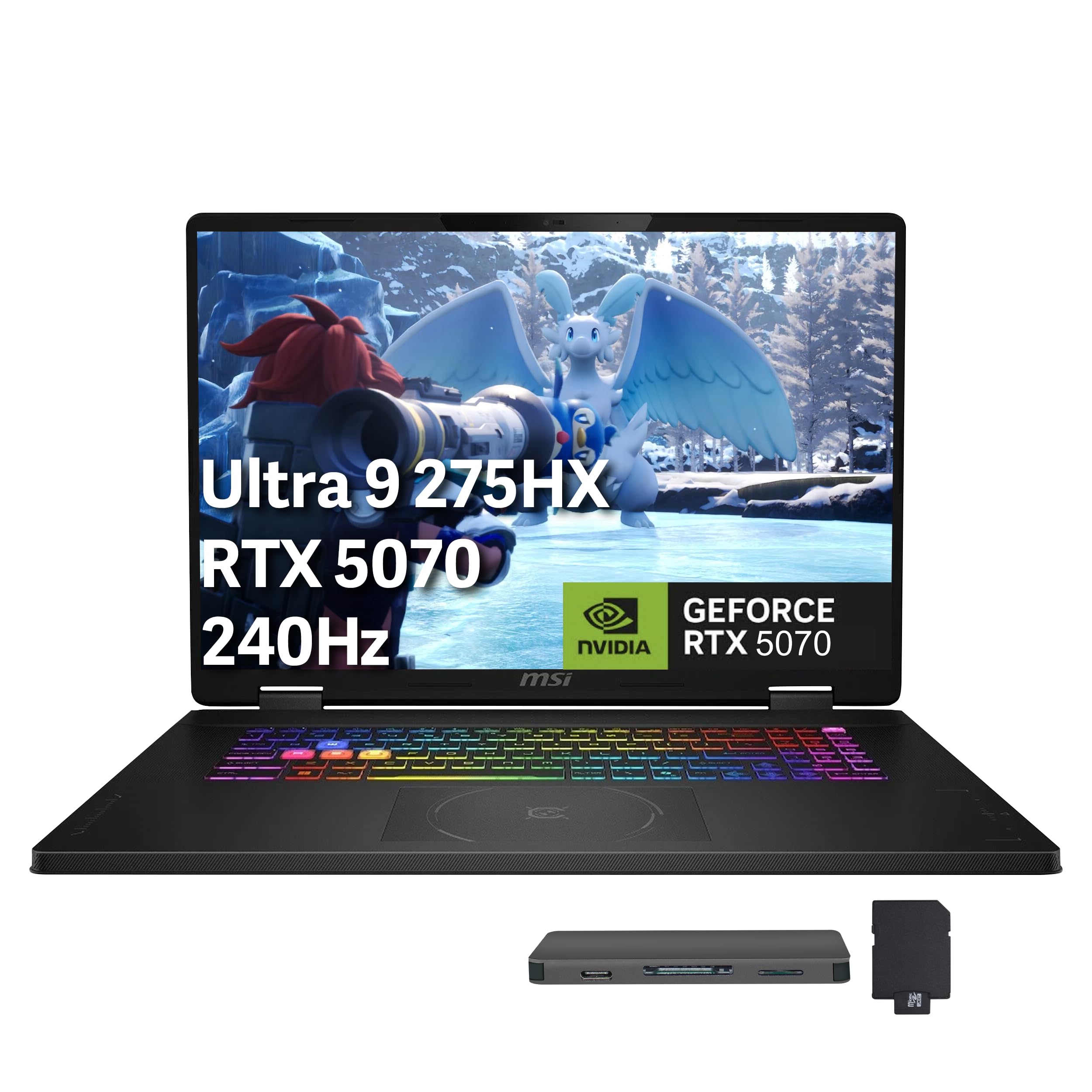 msi Crosshair 18 HX AI 18" QHD+ 240Hz Gaming Laptop, Intel Core Ultra 9 275HX, NVIDIA RTX 5070 8GB GDDR7, 32GB DDR5, 2TB Storage (1TB SSD+1TB Docking