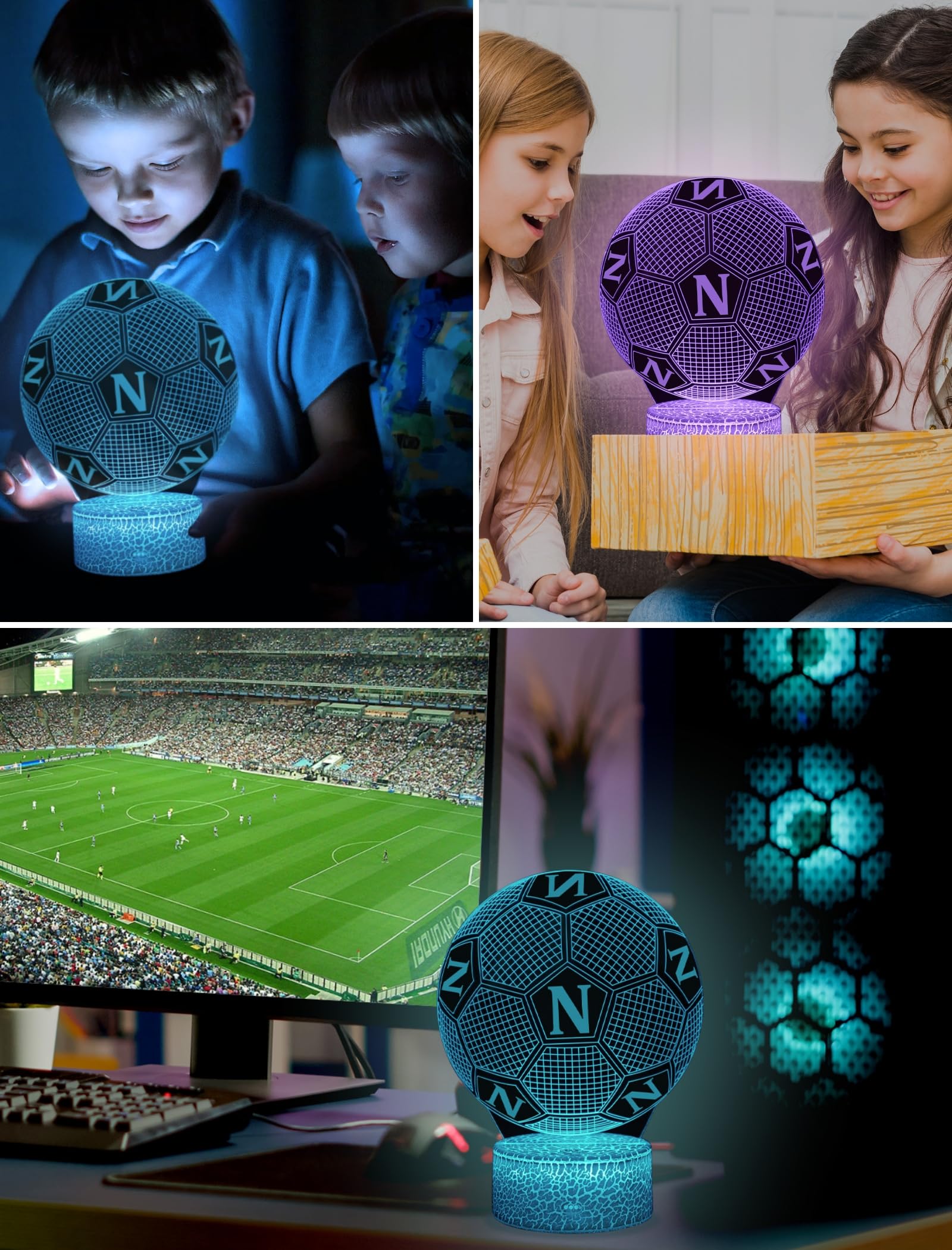 Magiclux Luce Notturna Calcio per Bambini, Regali per Tifoso, Telecomando 16 Cambia Colore Dimmerabile, Lampada da Scrivania per Camera