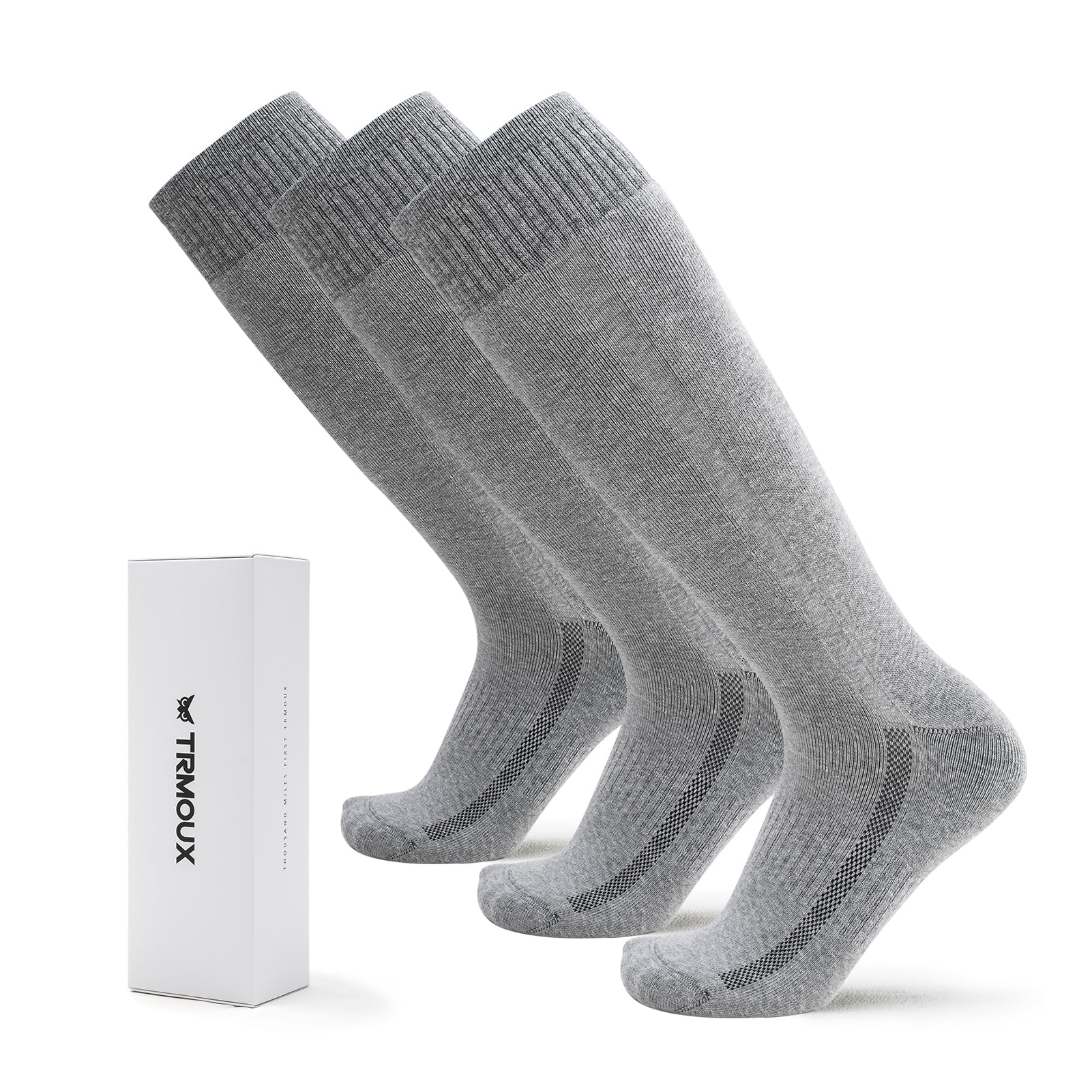 Men's Hiking Socks Military Green Shin Guard Hunting Boot Socks Over the Calf Socks for Men, 3-Pack