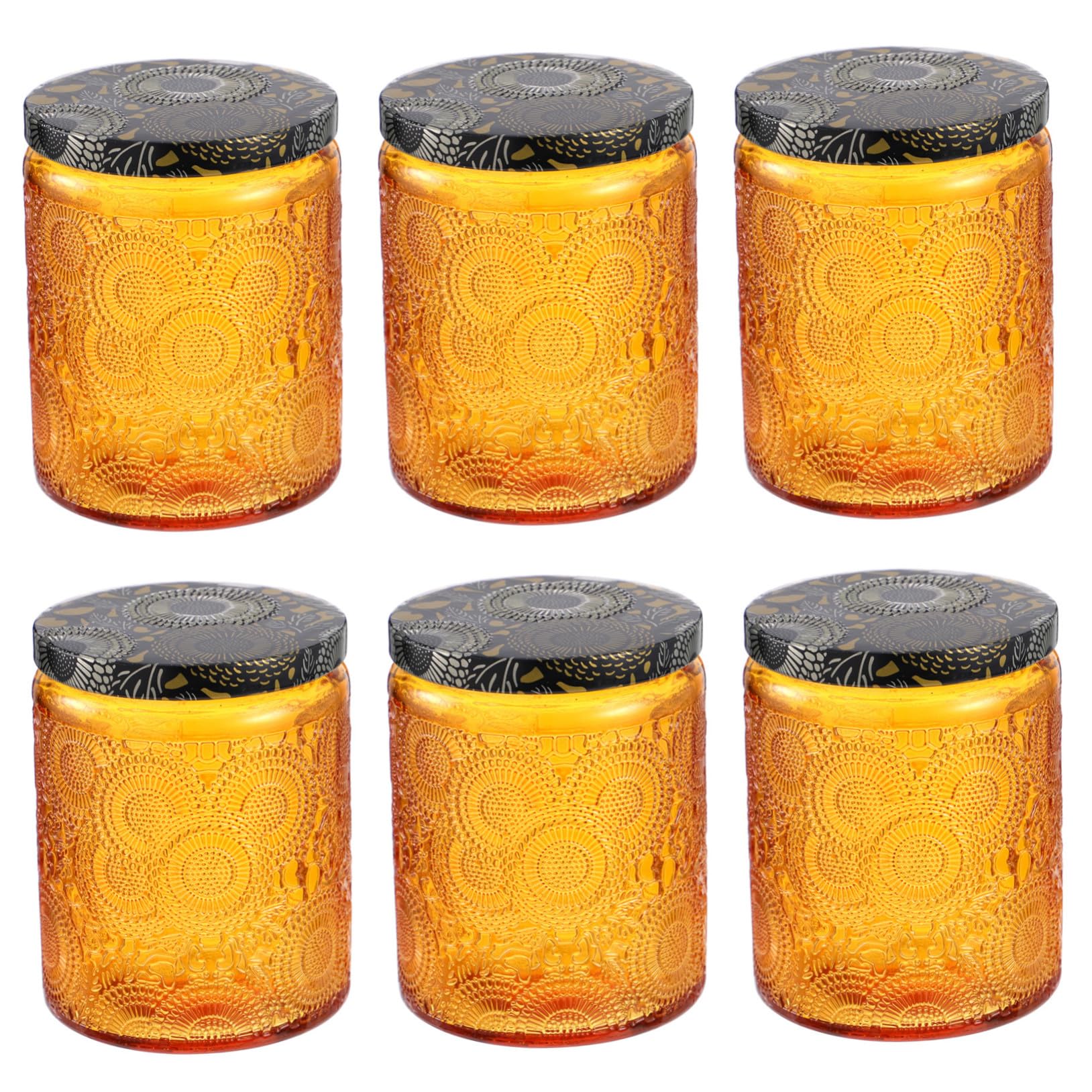 PHENOFICE DIY Candle Making Kit 6pcs Embossed Glass Candle Jars Mason Jars for Candle Making
