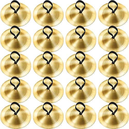 20 piezas de platillos de dedo, danza del vientre, instrumento musical Zills para fiesta de bailarina (latón, dorado)