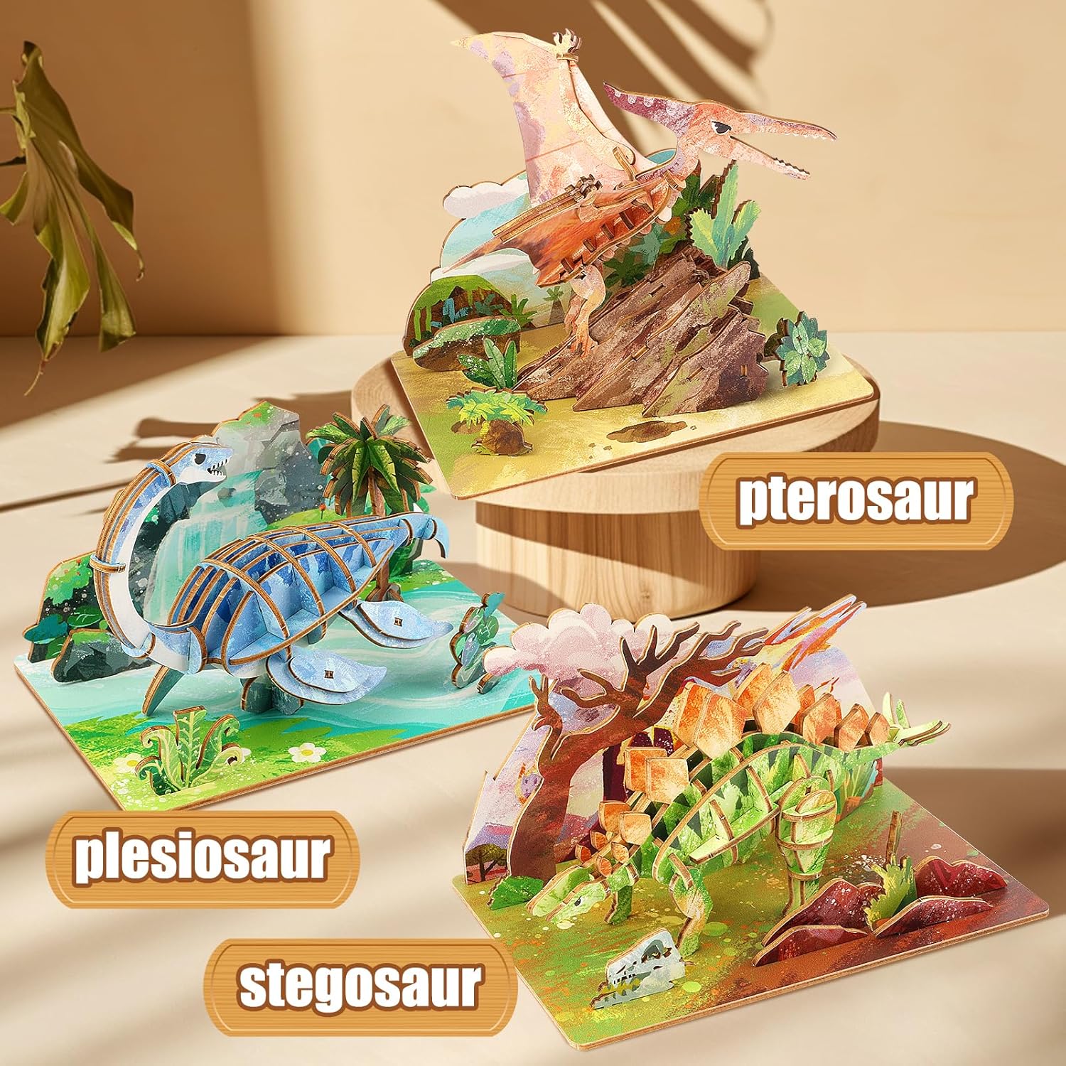 Wooden 3D Dinosaur Puzzles Set for Kids Age 8-10-12-14, DIY Wooden Art and Crafts Assemble 3D Dinosaur Model Puzzle, Home Decor and Office Art Creative Gifts for Adults (Pterosaur)