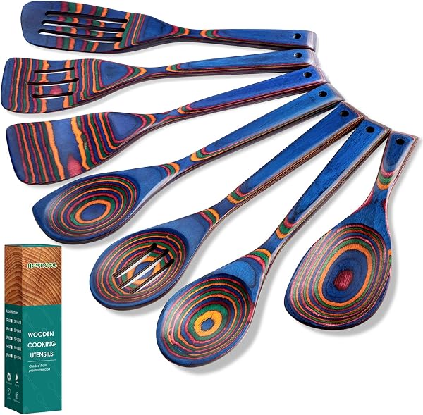 Howhong 7-Piece Pakkawood Wooden Spoons Set