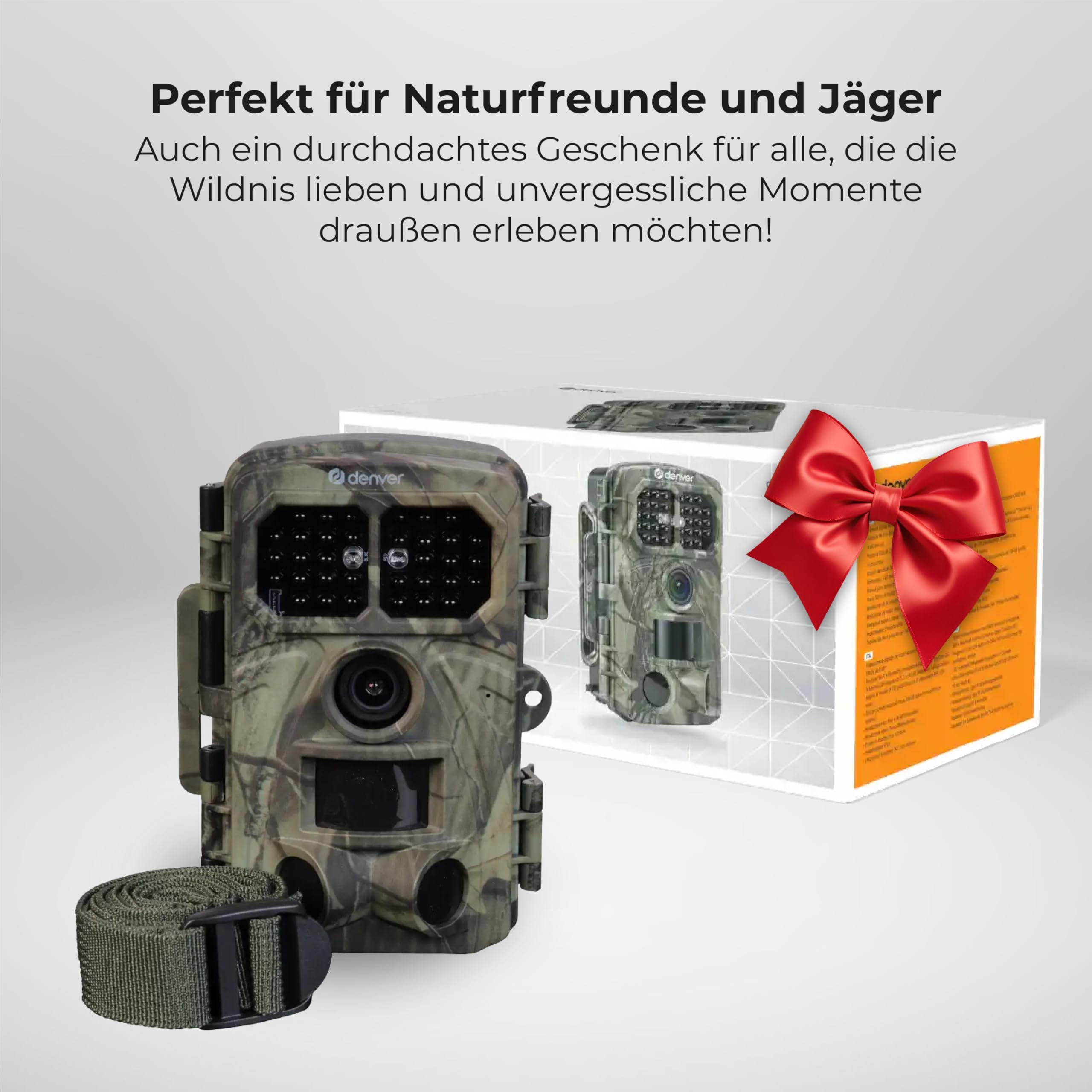 Denver WCT-8026W Digitale Wildkamera mit Wi-Fi, 48MP Foto, 4K Video, 120° Blickwinkel und IP65 Wasserdicht & bis zu 8 Monate Standby