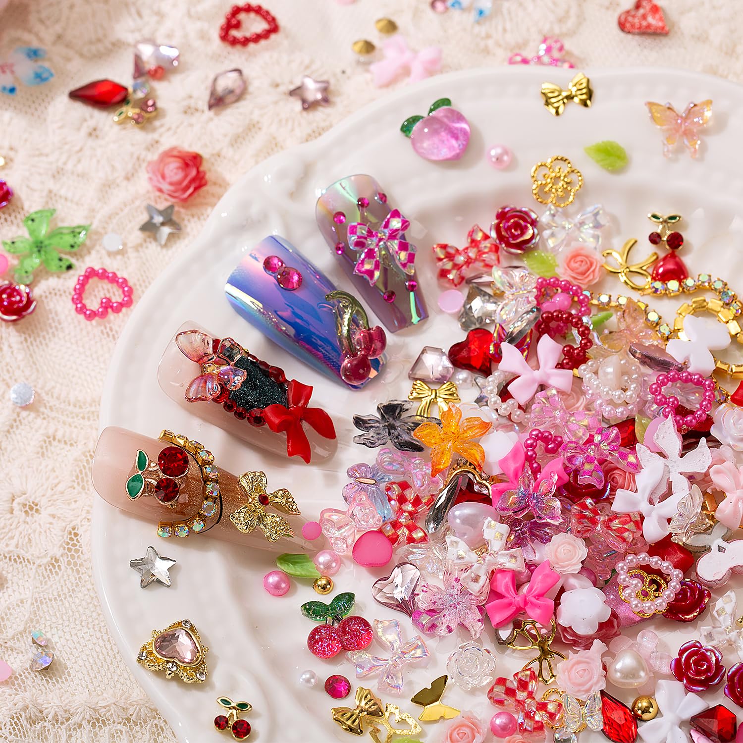 Amazon.com: 28 Grids Nail Charms Kit with Rhinestones for Nails