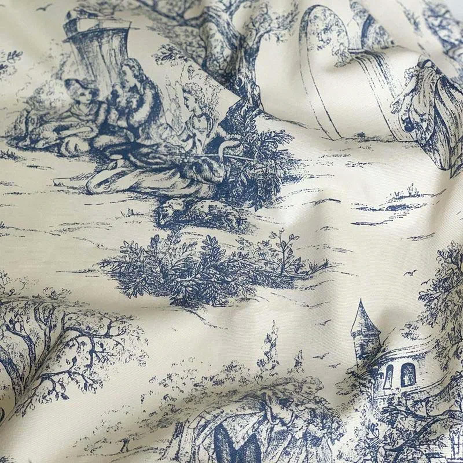 Mantel Azul Impreso Tela De Lino Cubierta De Mesa Rectángulo/Oblongo para Cocina Comedor