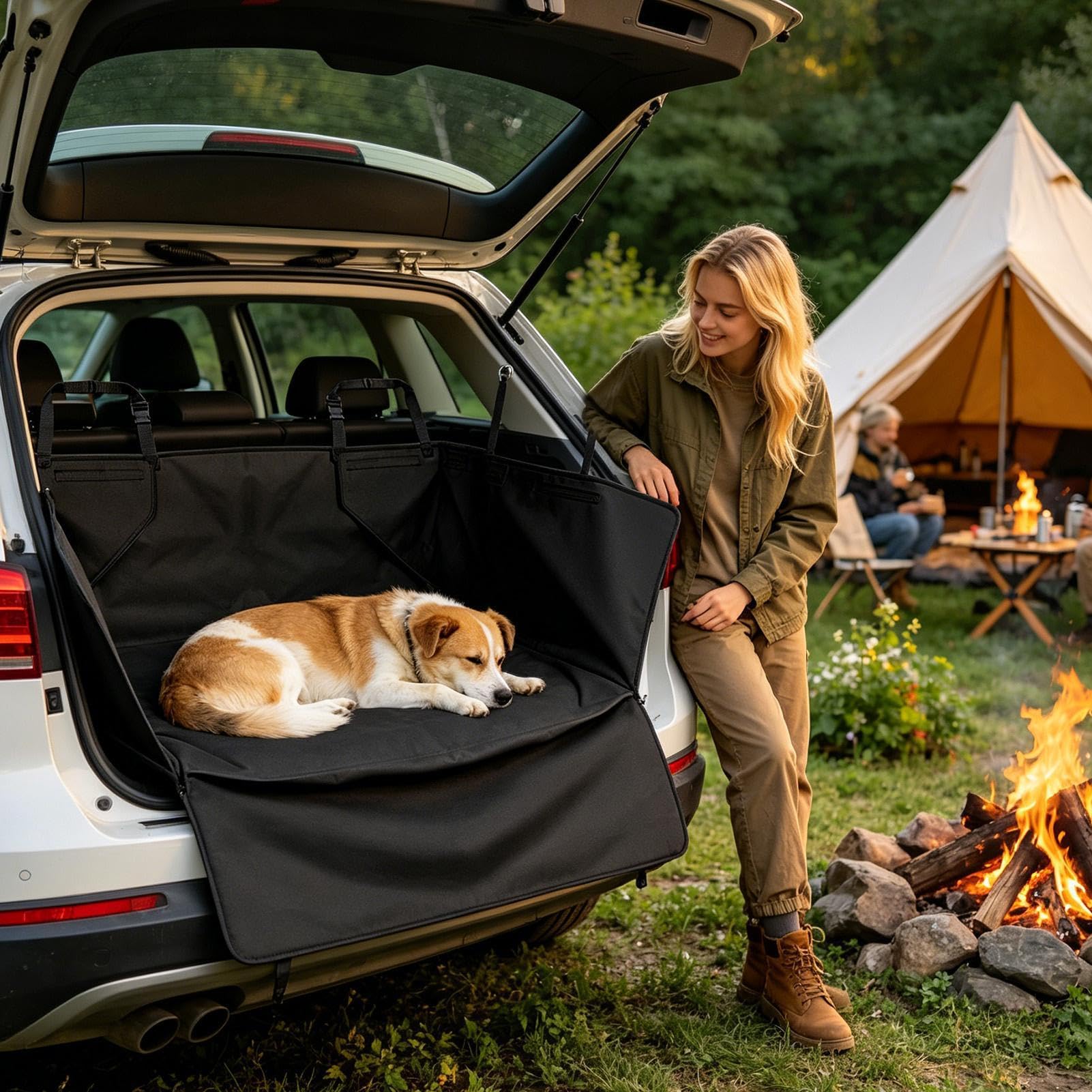 Protectora De Maletero Para Perros SUV Barrera Antideslizante e Impermeable | maletero SUV resistente a manchas y lavable Para Camioneta, Autocaravana Y Coche, Viajes Traseros