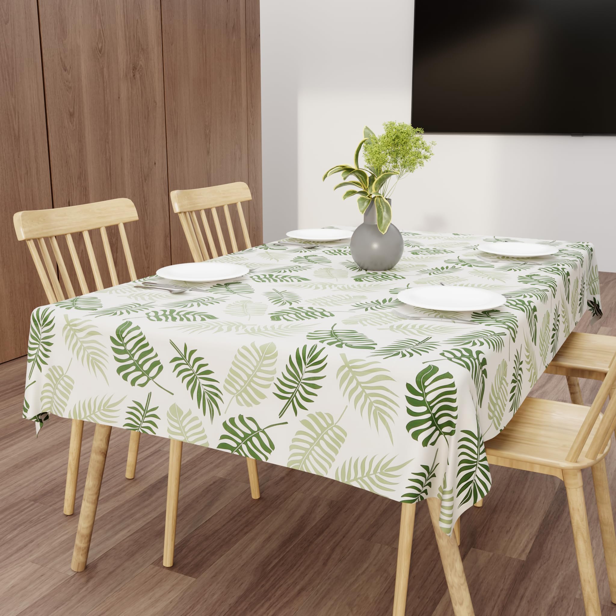 Star Weaves Dining Table Cover for 6 Seater, 60 x 90 inch Size, Waterproof and Dustproof Table Sheet,Dining Table 6 Seater Waterproof Cover, Green Leaf-image-34