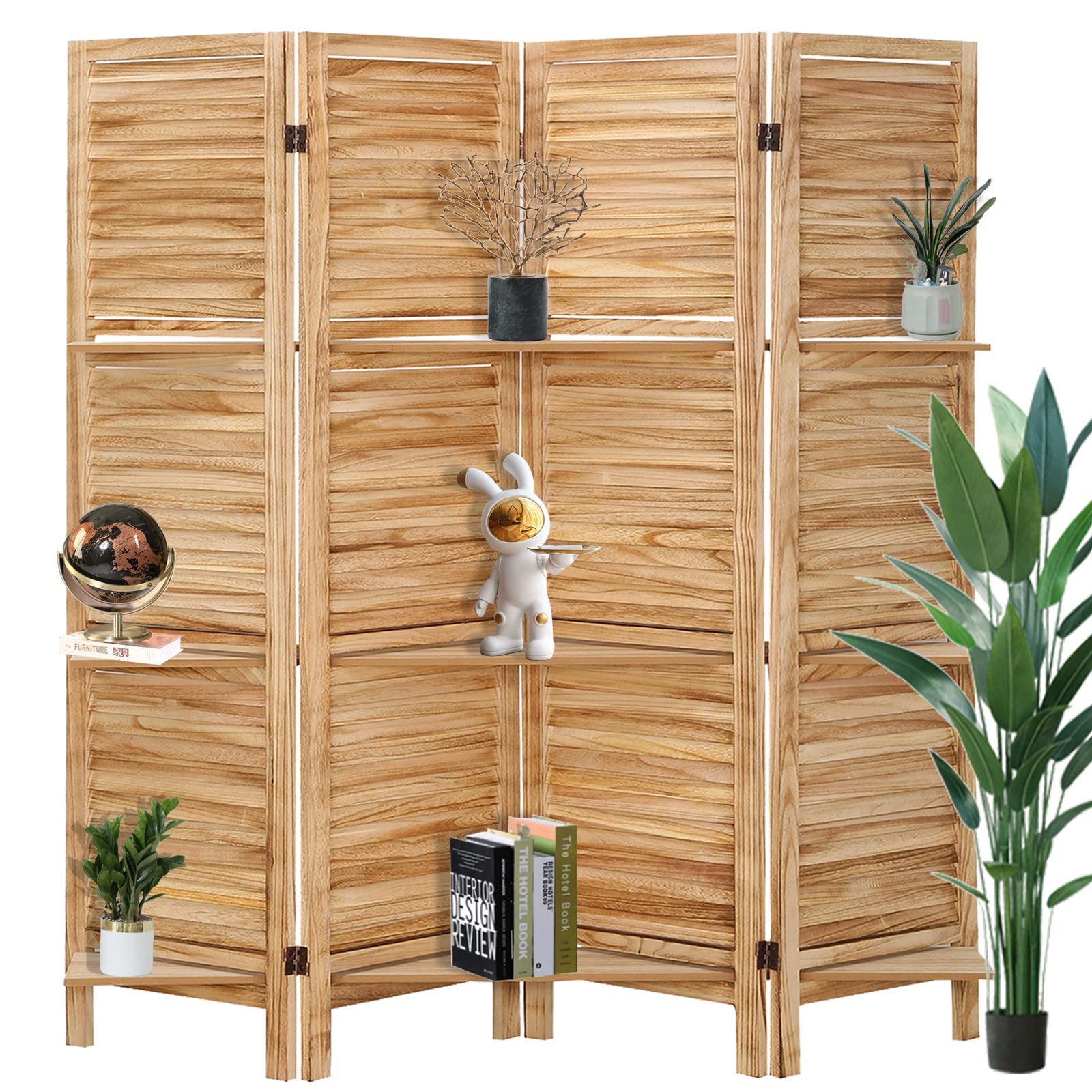 Buy Room Divider with Shelves, 4 Panel Room Divider, Partition