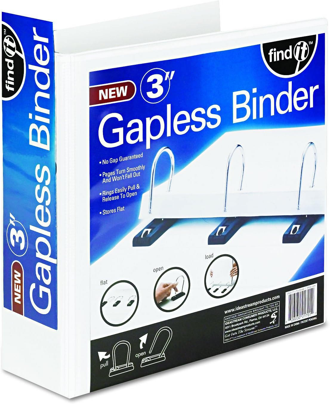 find It SNS01701 Gapless Loop Ring View Binder, 11 x 81/2