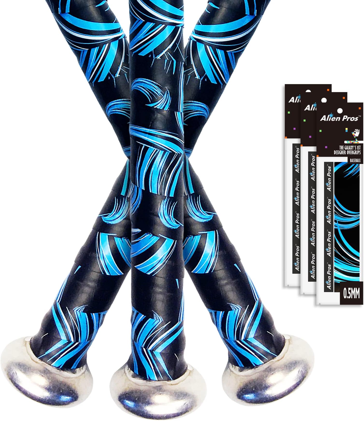 Alien Pros Bat Grip Tape for Baseball €“ Precut and Tacky Feel Overgrips €“ for Old Overwraps €“ Wrap Your Bat for an Epic Home Run (3 Grips, Waves)