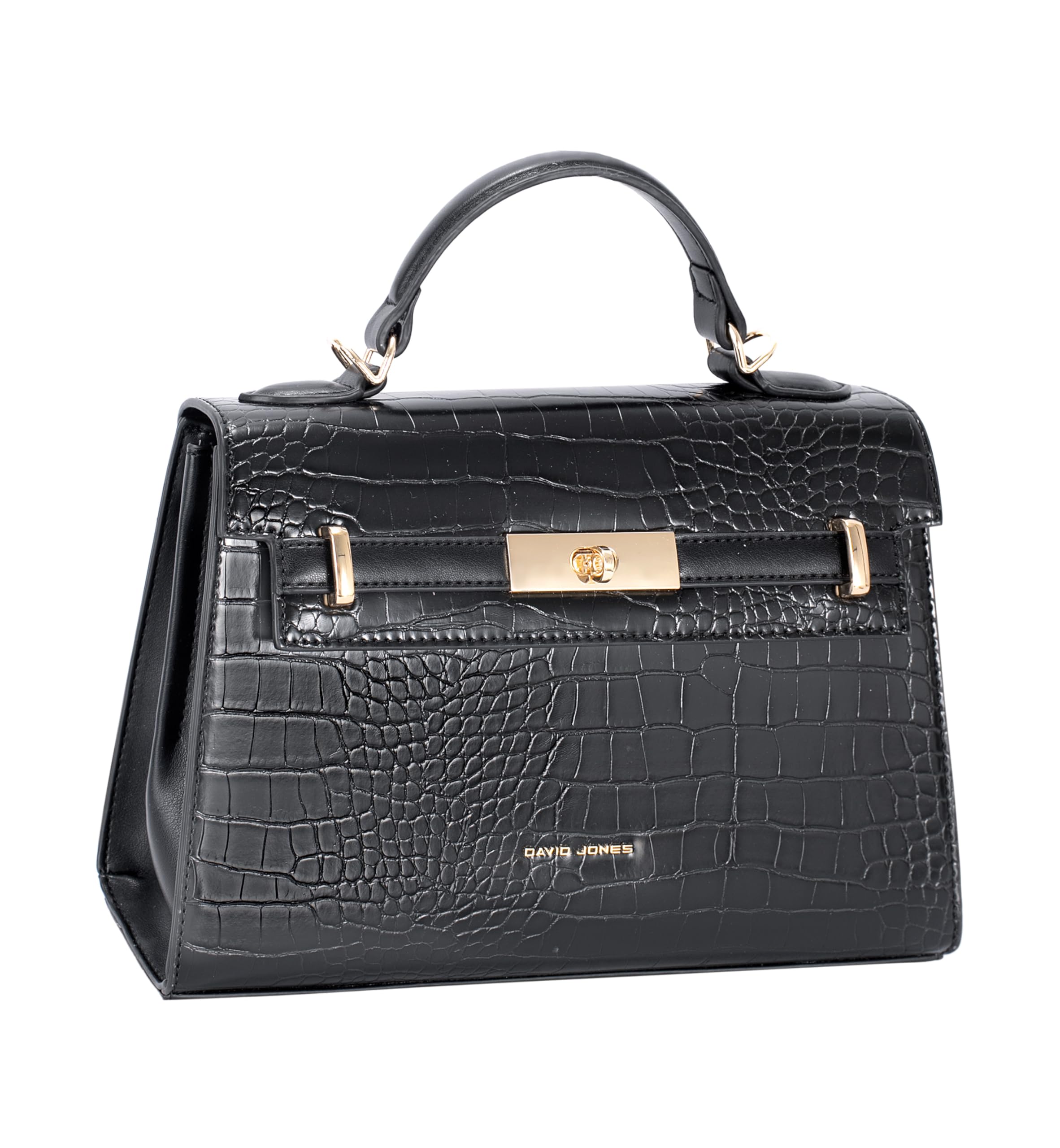 David Jones - Bolso de mano para mujer, piel sintética de cocodrilo, tamaño mediano, 2 compartimentos, elegante clásico de noche y fin de semana