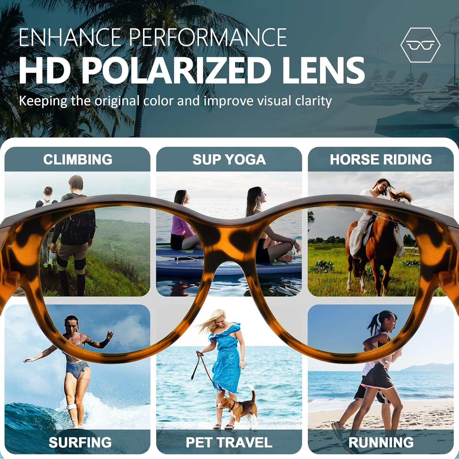 URUMQI Sunglasses Over Glasses Women, Polarized UV400 Protection Fit Over Glasses Sunglasses for Women Round Cat Eye - Image 7