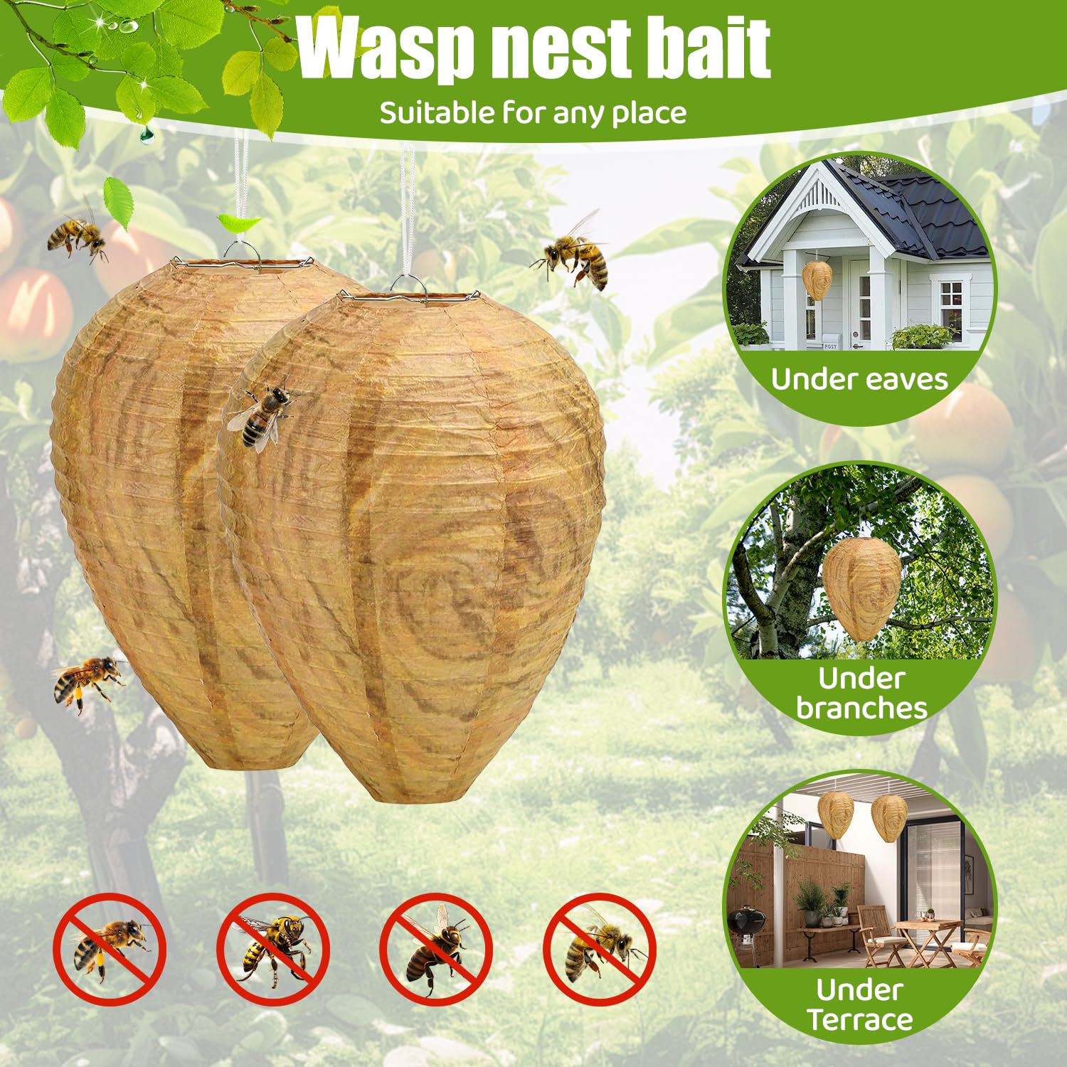 Wespennest Attrappe, 8 Stck Hornissennest Attrappe, Knstliches  Wespennest, Wespen-Nest Attrap-pe Wetterfest, Aufhngen Falsches  Wes-pennest, Fr ...